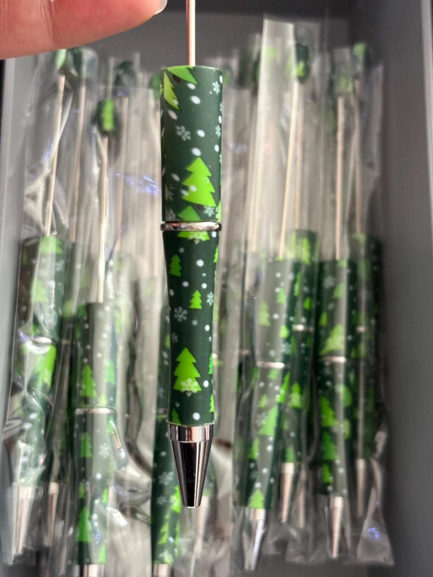 Christmas Tree Beadable Plastic Pen, DIY Pen Blank