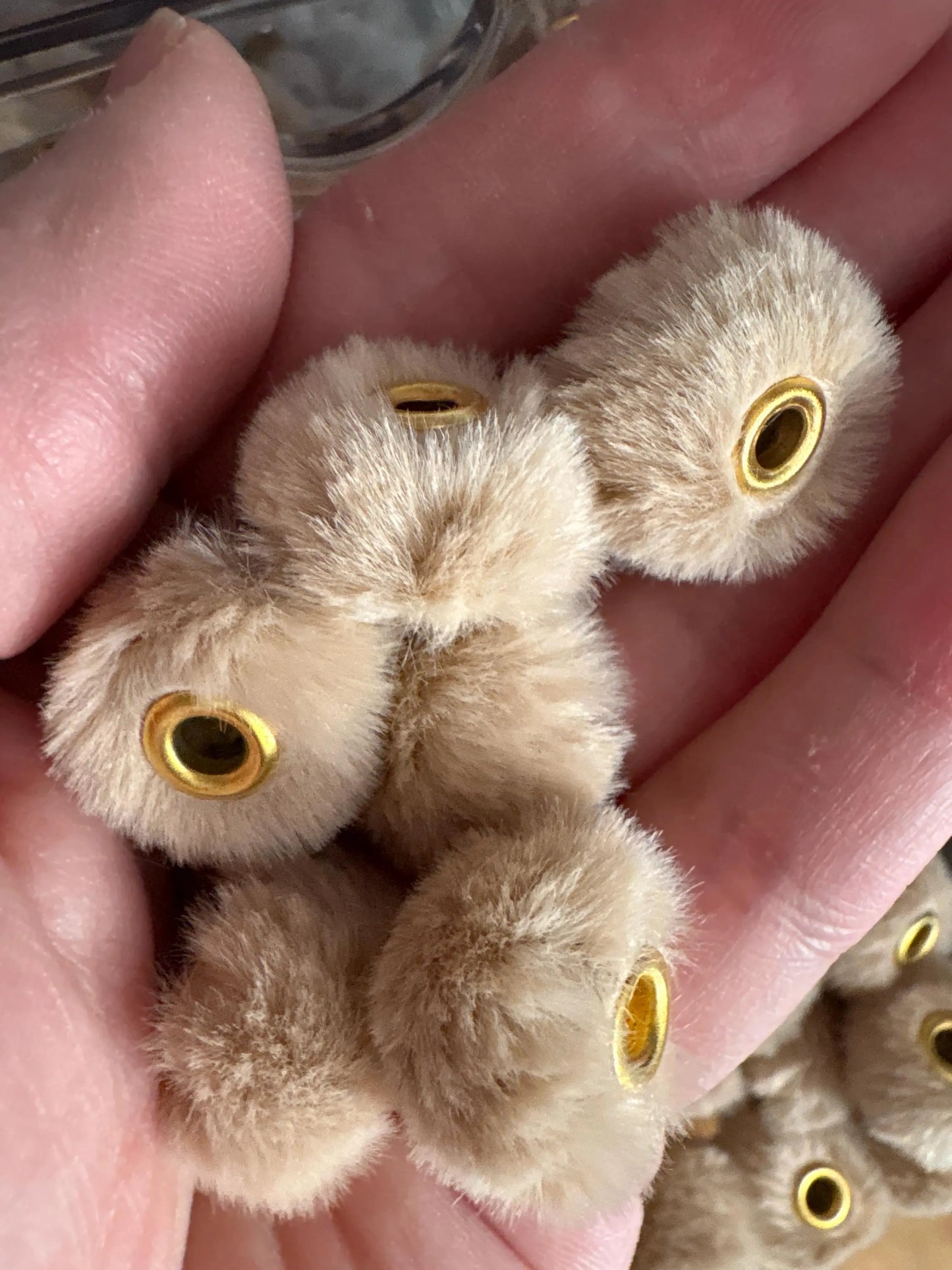 Fuzzy Spacer beads - tan