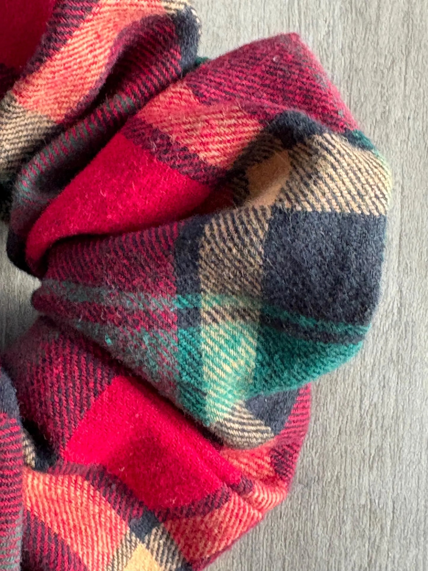 Red Flannel Scrunchie | Handmade Oversized Hair Tie