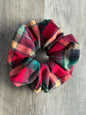 Red Flannel Scrunchie | Handmade Oversized Hair Tie