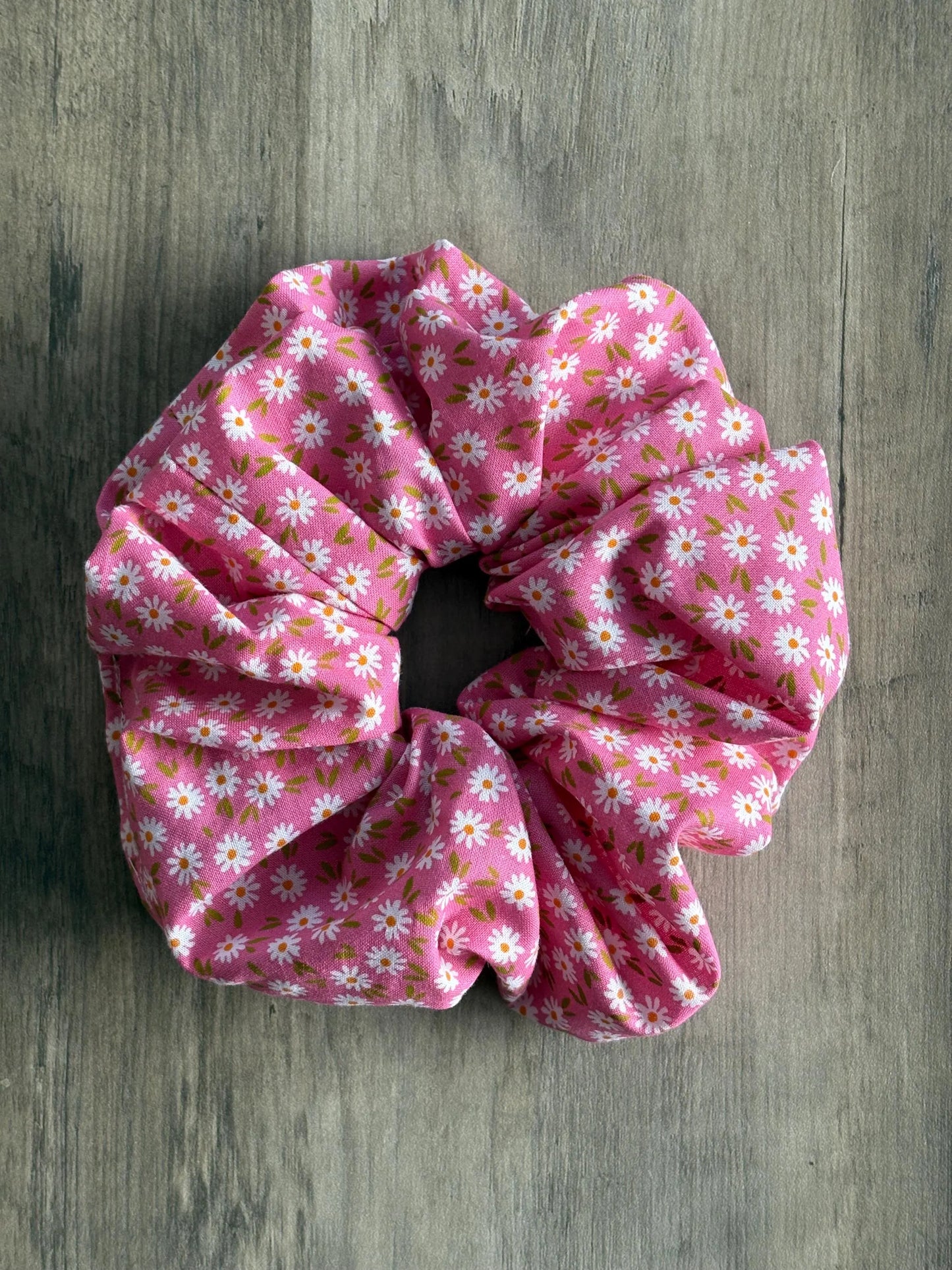 Pink Daisy Scrunchie | Handmade Oversized Hair Tie