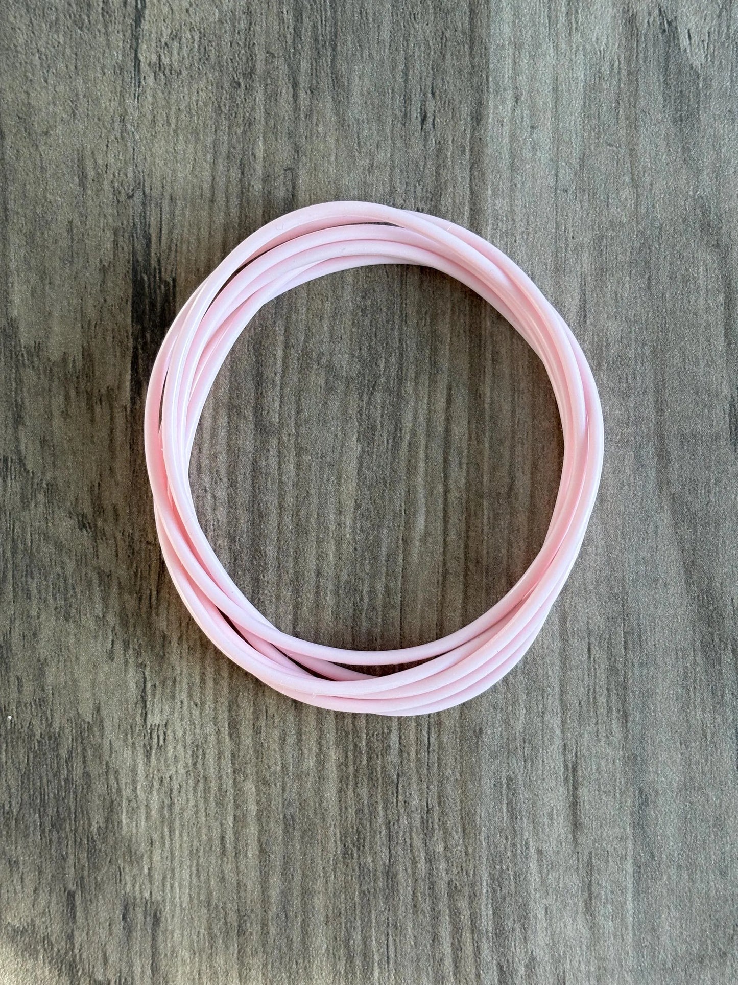 Women’s Silicone Jelly Bracelet - Stackable - set of 6 - size 8”  Light Pink