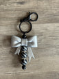 Silver Bow and Black Keychain