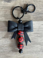 Black and Red Plaid Bow Keychain