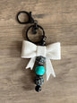 White and Turquoise Bow Keychain