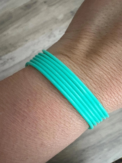 Women’s  Silicone Jelly Bracelets Turquoise 7"