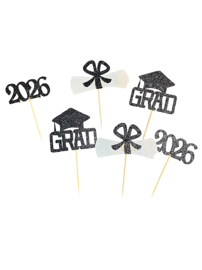 2026 Grad and Diplomas Cupcake Toppers