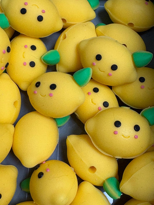 Lemon 3D Silicone Focal Bead