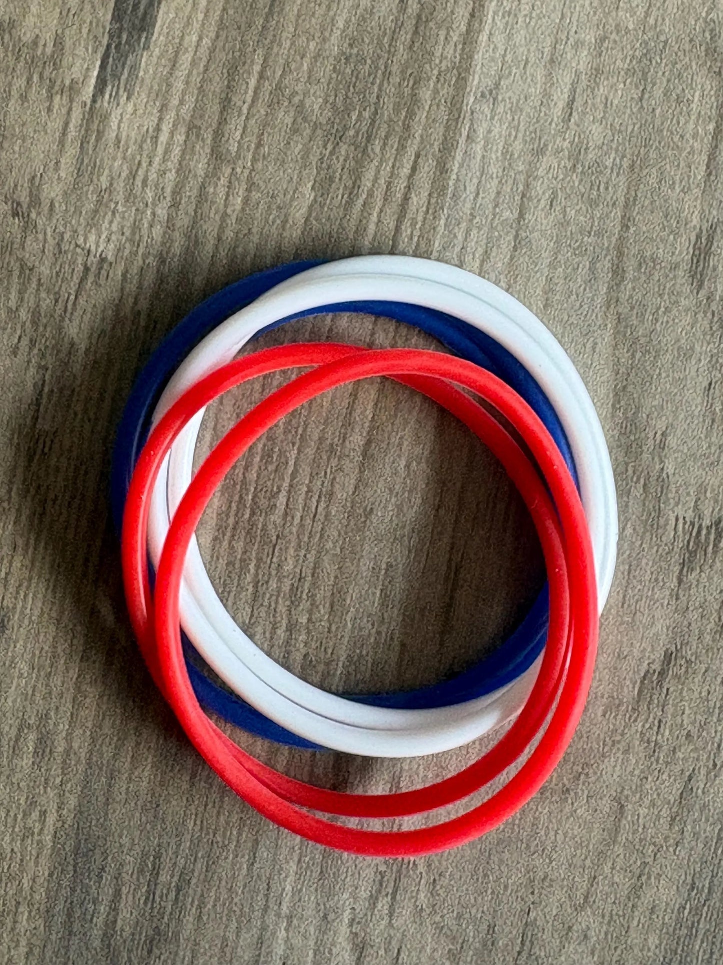 Silicone Jelly  Bracelet -Red,White,Blue Stack