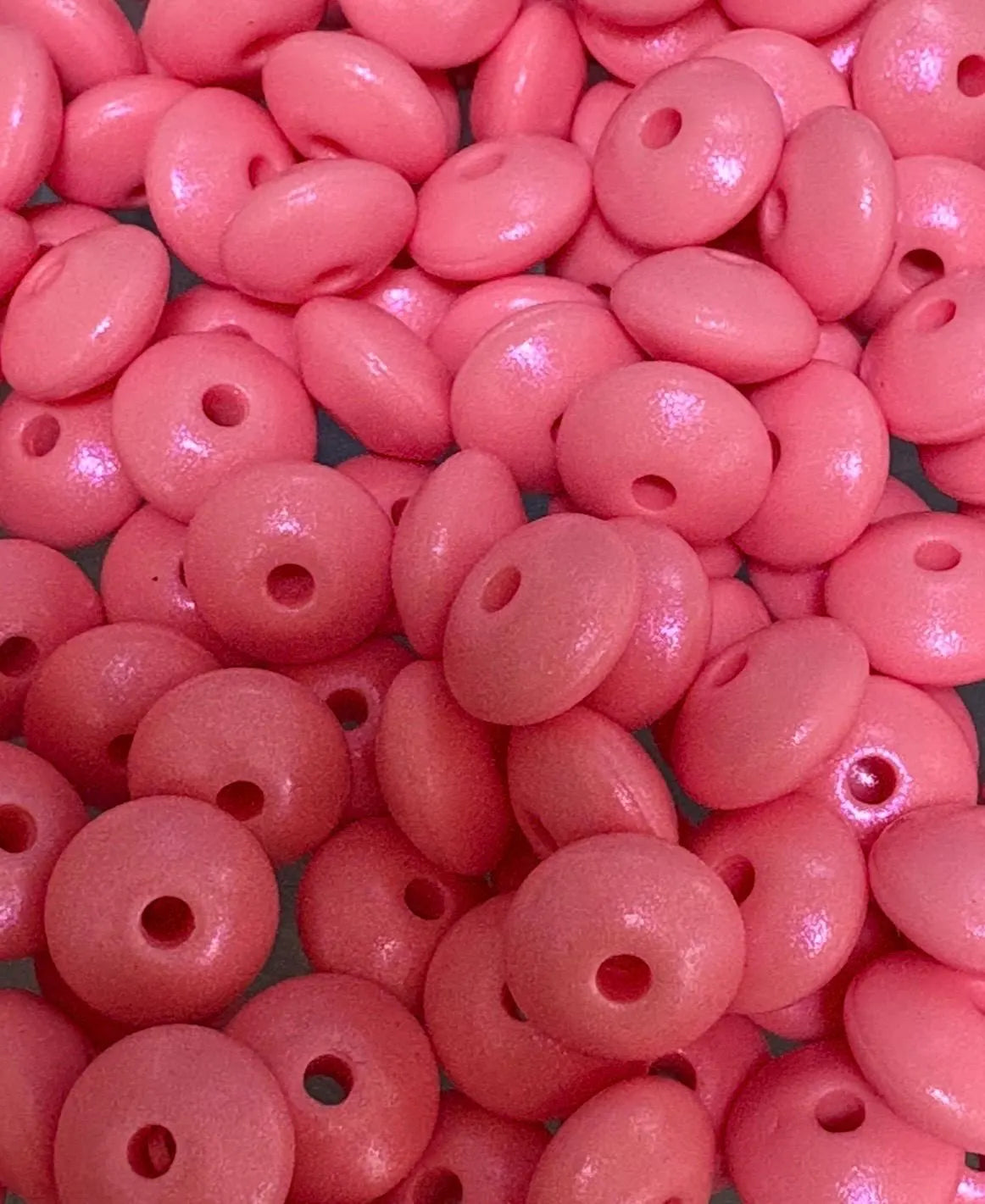 Opal Silicone Lentil Beads - Pink