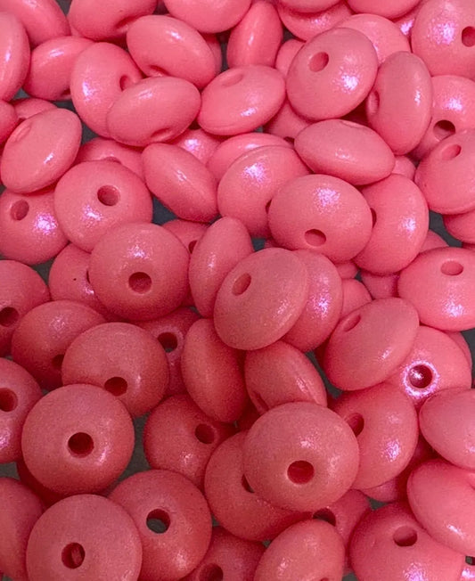 Opal Silicone Lentil Beads - Pink