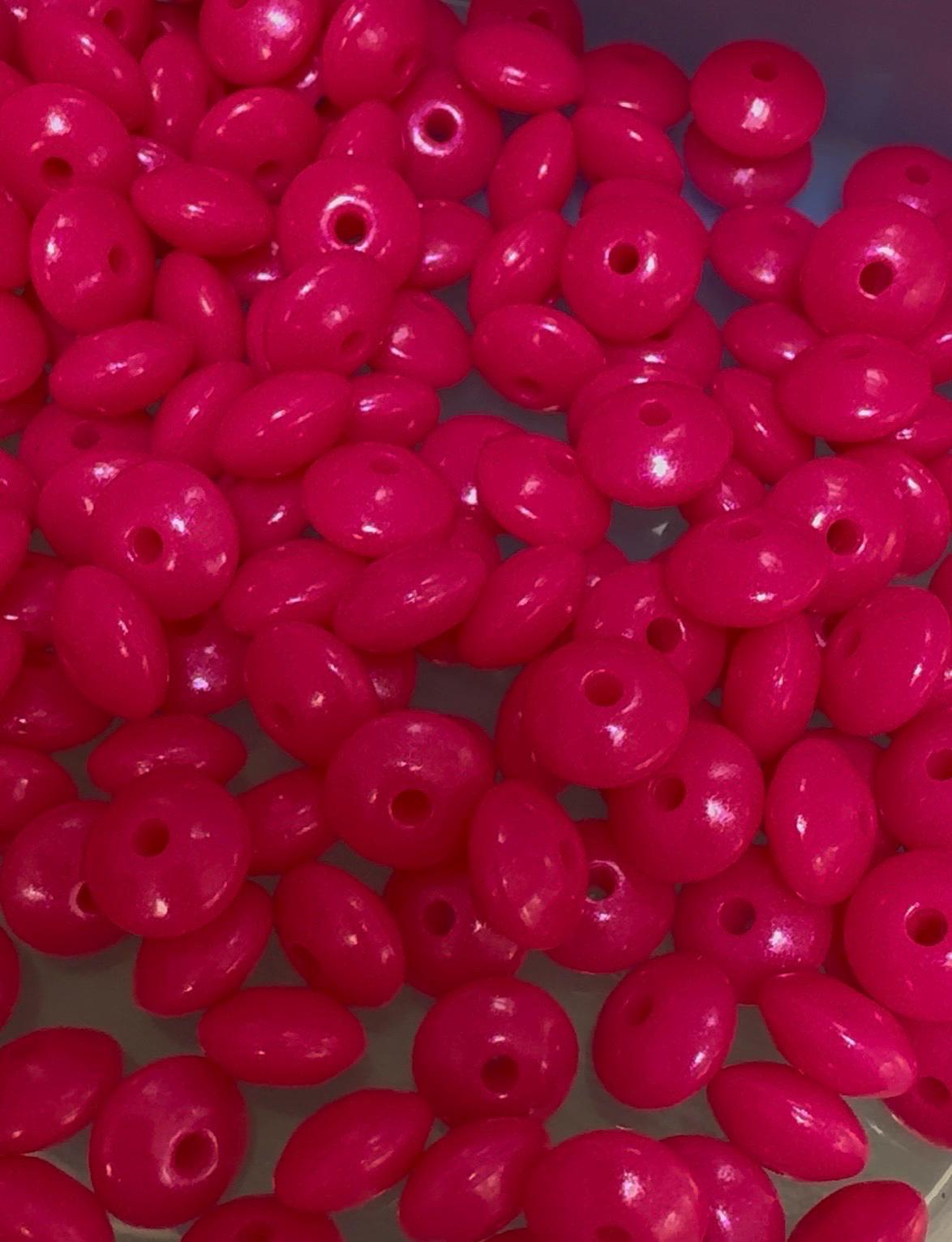 Opal Silicone Lentil Beads - Fuchsia