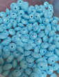 Opal Silicone Lentil Beads - Light Blue