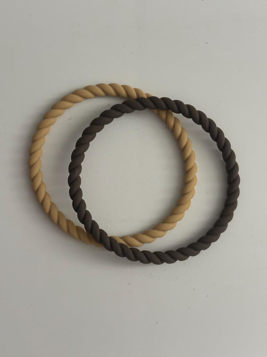 Toasted Marshmallow  Stack Braided Silicone Bracelets
