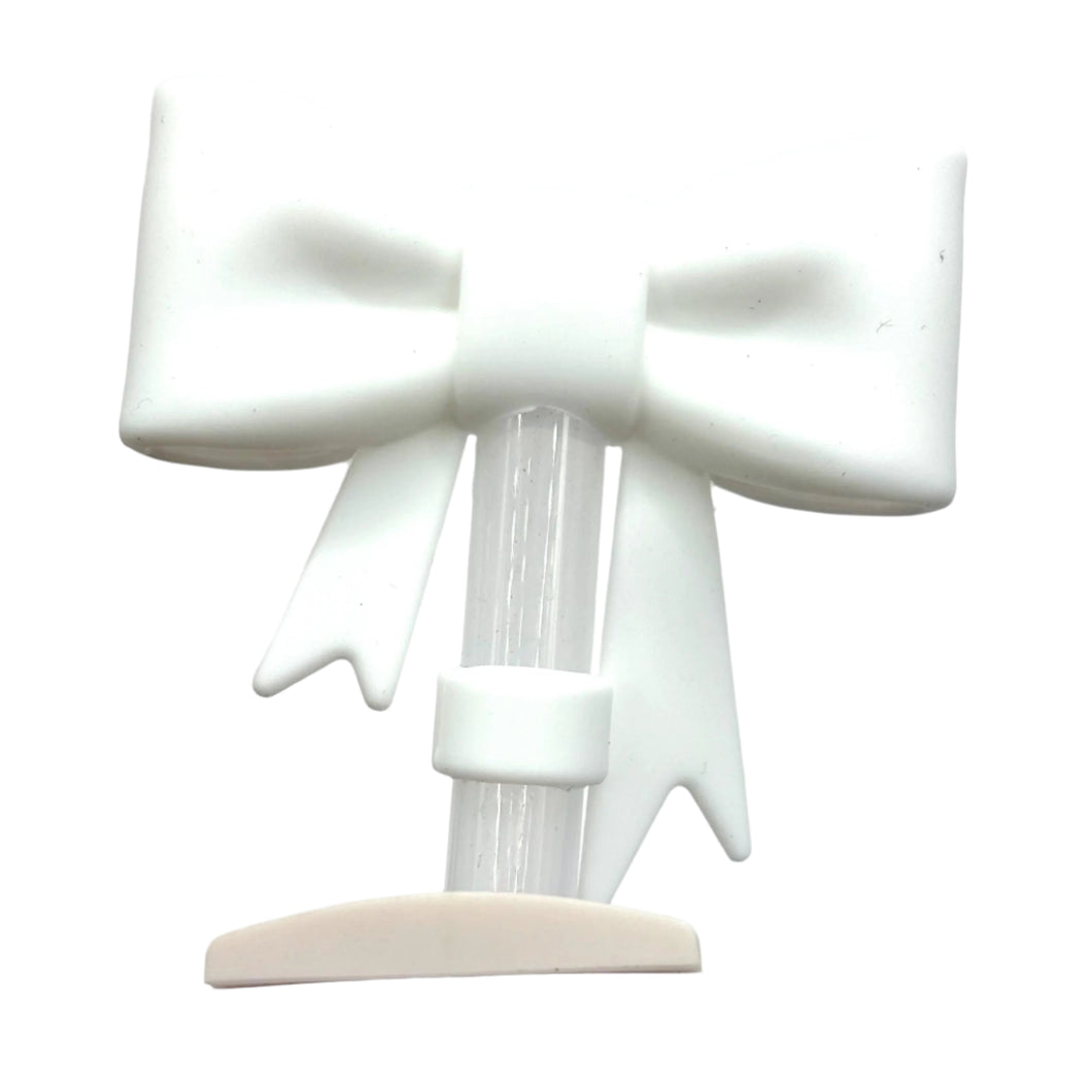 white bow straw topper